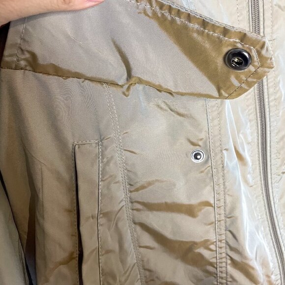 Cole Haan Womens Packable Hidden Hood Iridescent Trench Raincoat Jacket Womens L - Picture 13 of 15